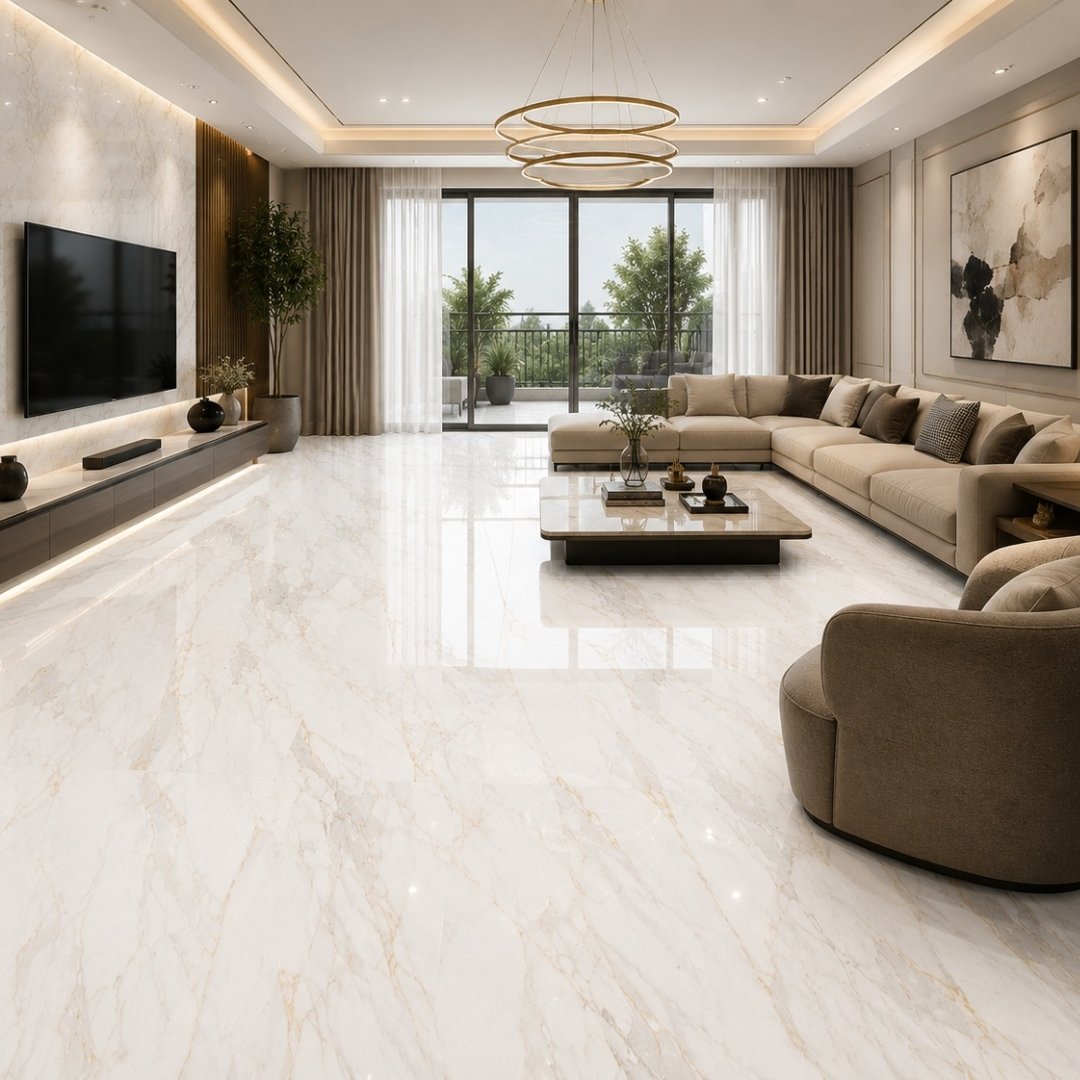 AL Alisha Golden Marble & Stone Living Area Tiles - My Home Studio